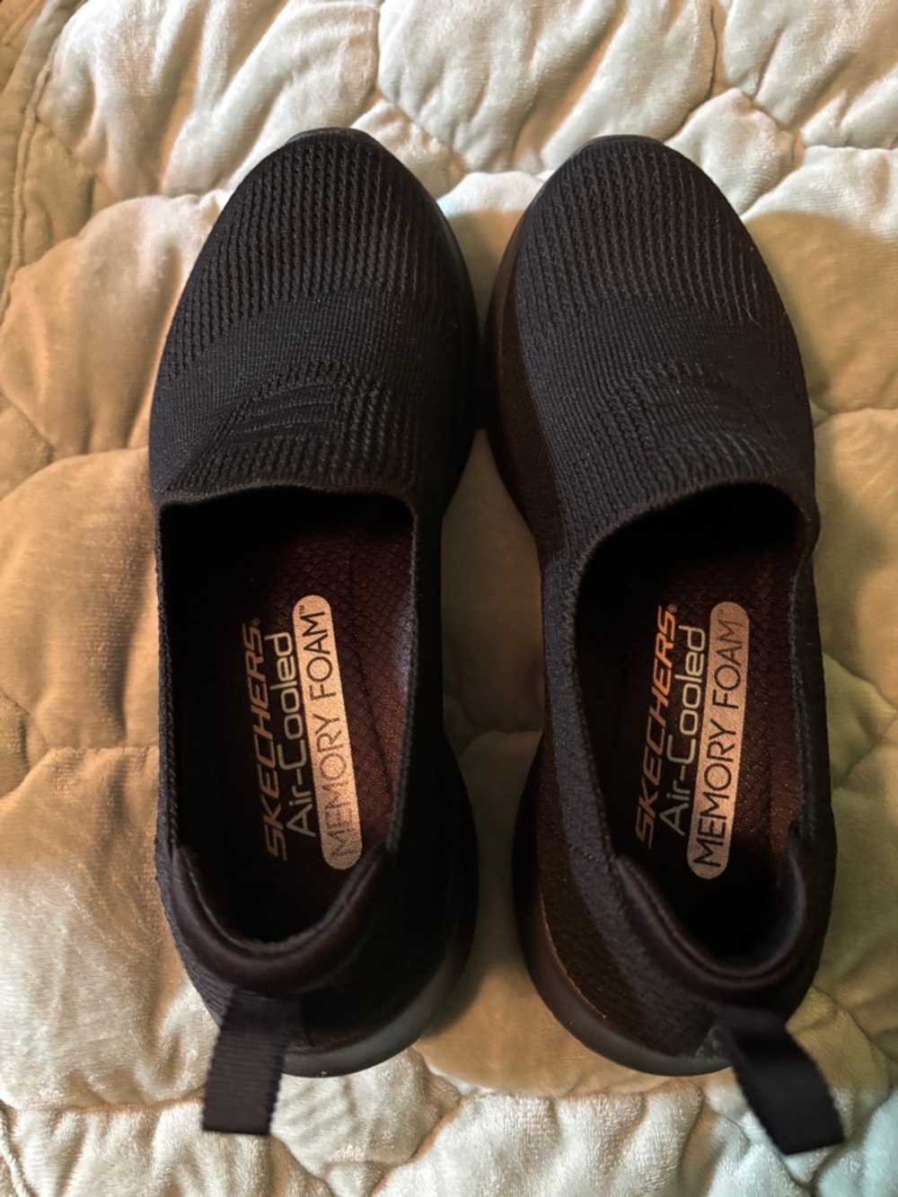 Skechers Black Slip-On Knit Memory Foam Sneakers